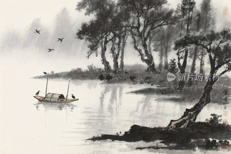 水墨山水风景图