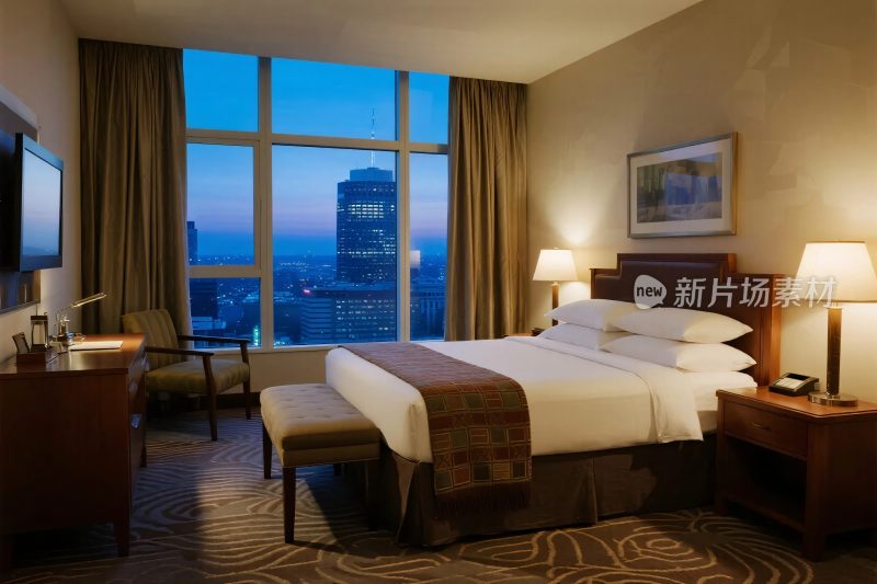 现代酒店客房内部图