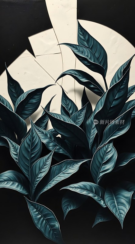 绿叶与抽象背景的艺术融合