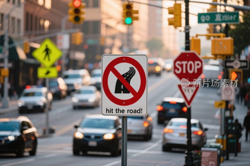 城市街道交通标志场景