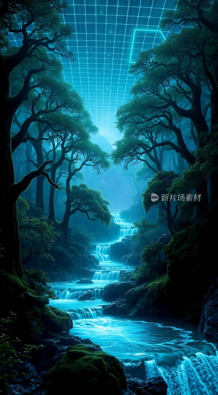神秘森林瀑布奇景