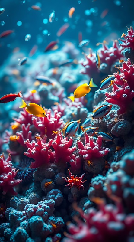 海底世界奇观色彩斑斓的小鱼与珊瑚共舞