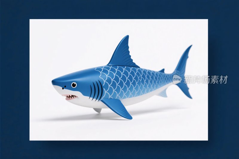卡通鲨鱼玩偶插画