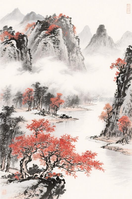 传统山水水墨画