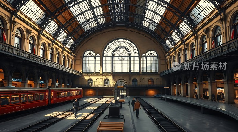 阳光下的火车站台