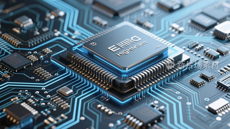 电子芯片与电路板特写