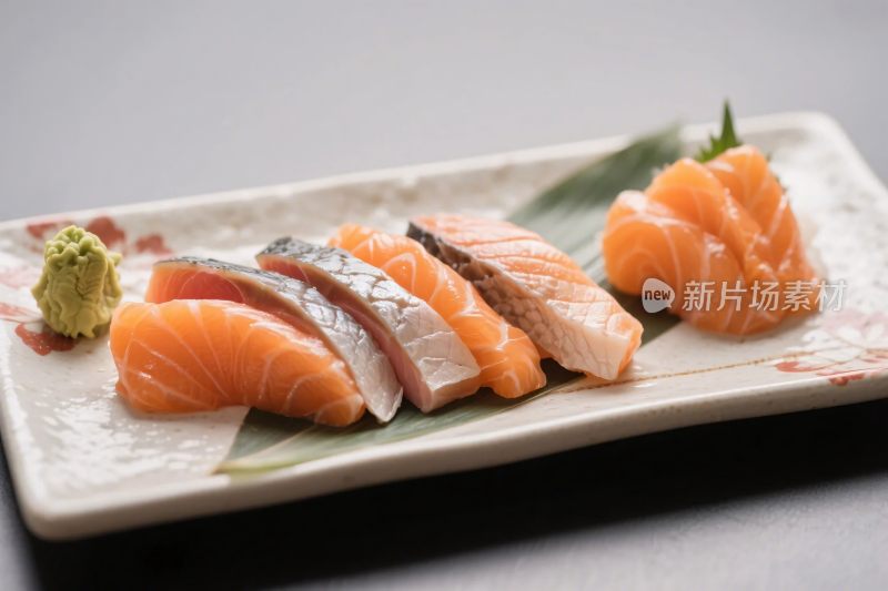 三文鱼生鱼片寿司摆盘