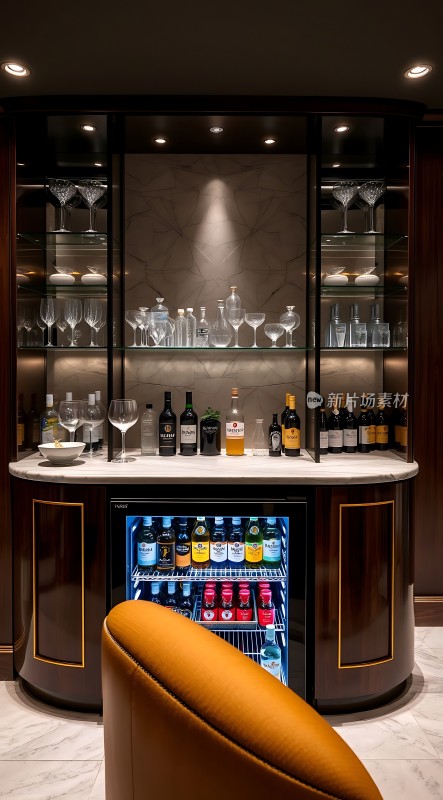 现代酒吧设计高端酒水展示区