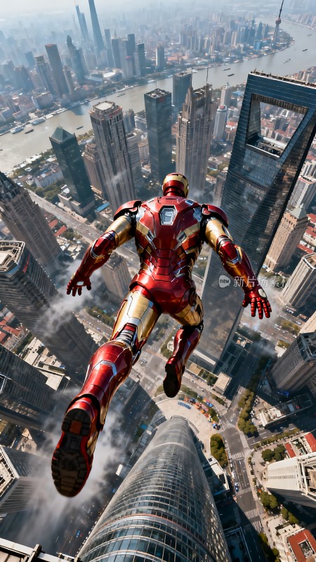 钢铁侠飞跃摩天大楼