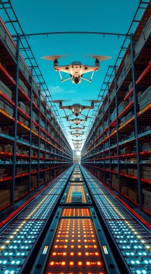 智能仓储无人机搬运货物