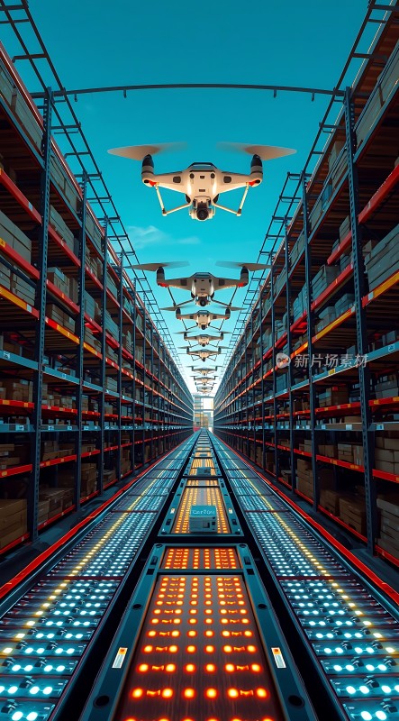 智能仓储无人机搬运货物