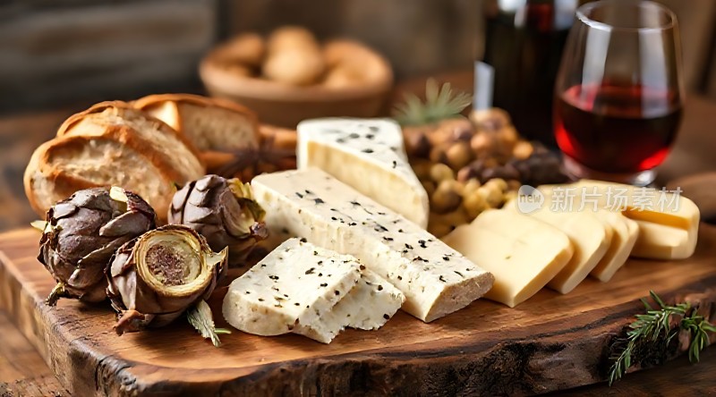 红酒奶酪拼盘享受美食盛宴