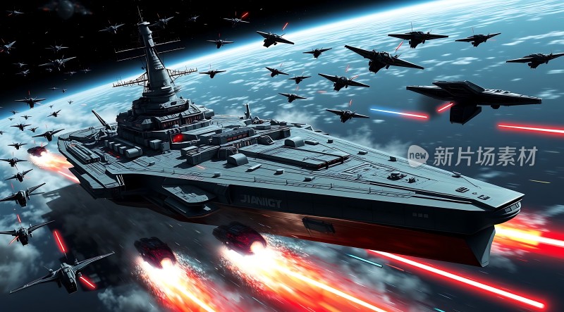 星际战舰与机群激战