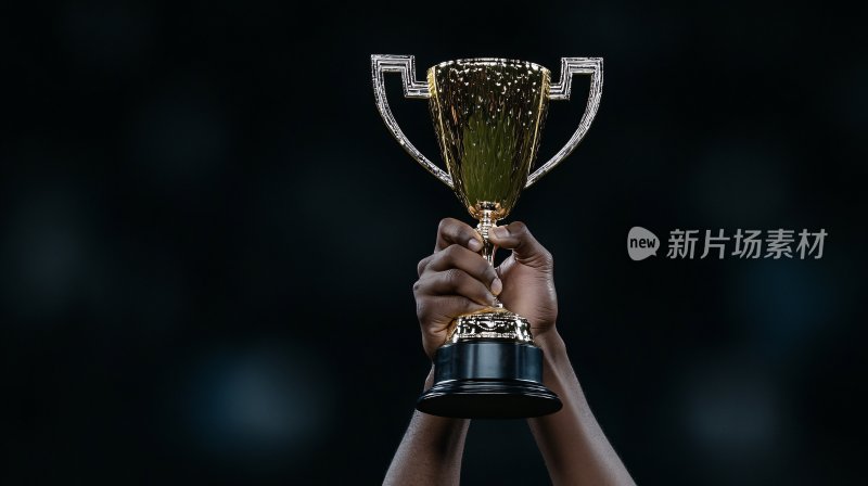 手捧金色奖杯画面