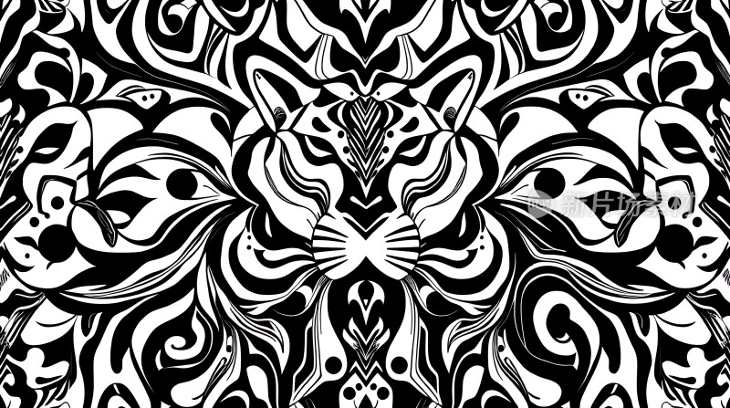 黑白对称虎纹图案