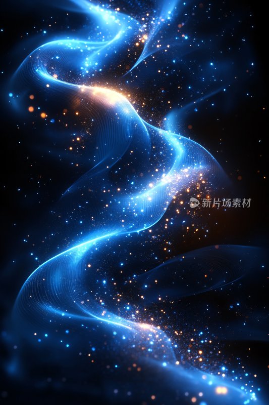 蓝色梦幻光带星空背景