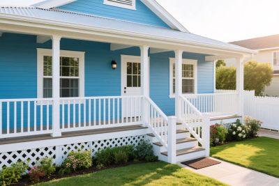 温馨蓝色门廊住宅