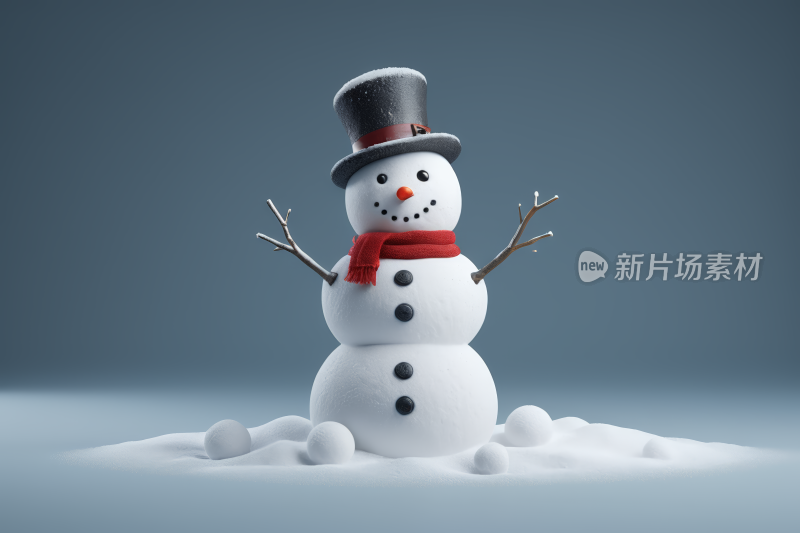 一个雪人站在雪地里图片