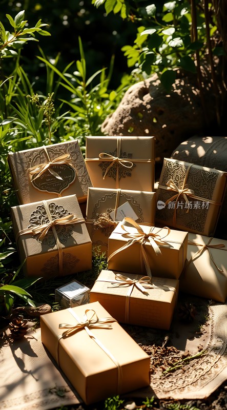 阳光下的精美礼物盒