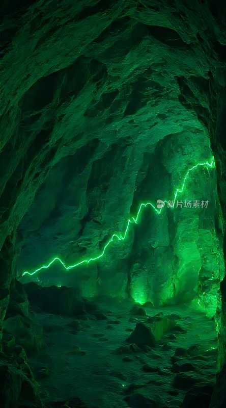 绿色光芒照亮神秘洞穴