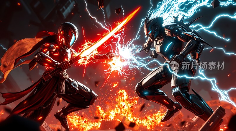 红色战士与蓝色战士激战