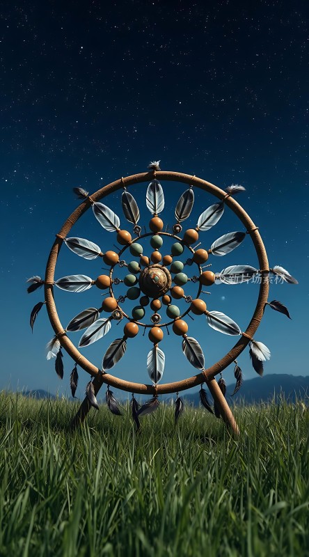 夜空下的神秘捕梦网