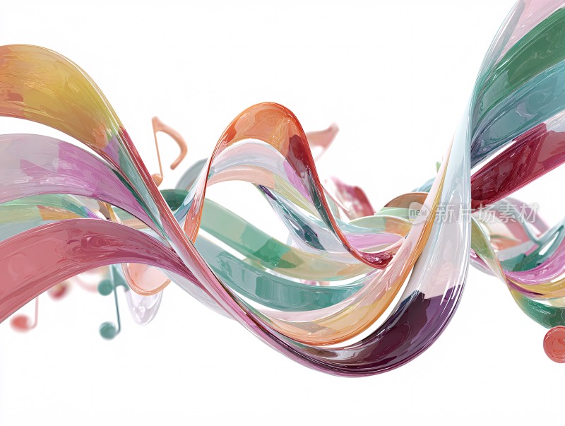 彩色流动音符插画