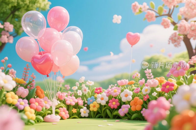 梦幻花园气球插画