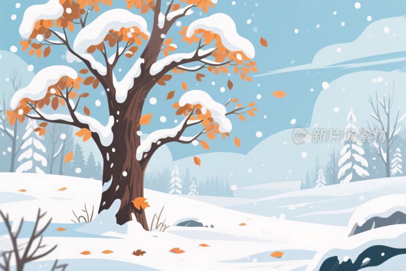 冬季雪景插画