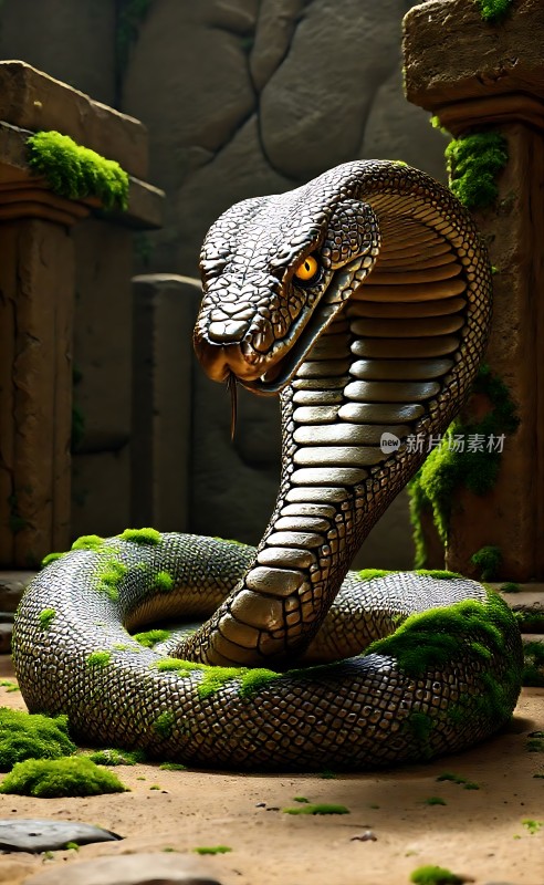 古庙中的巨蟒