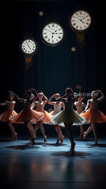 旋转时钟下的优雅舞者