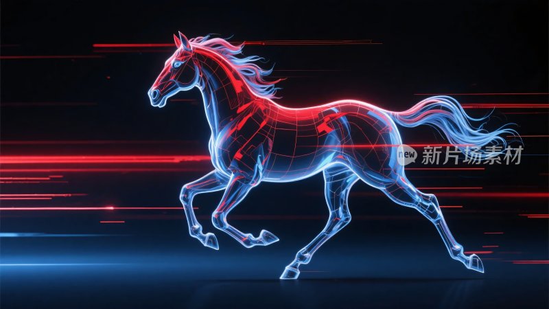 炫酷光影奔跑骏马插画