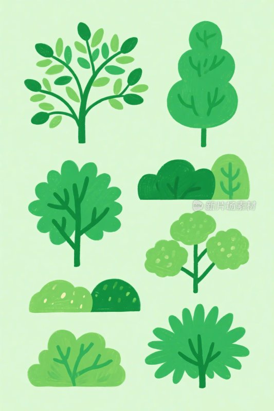 多彩树木插画集合