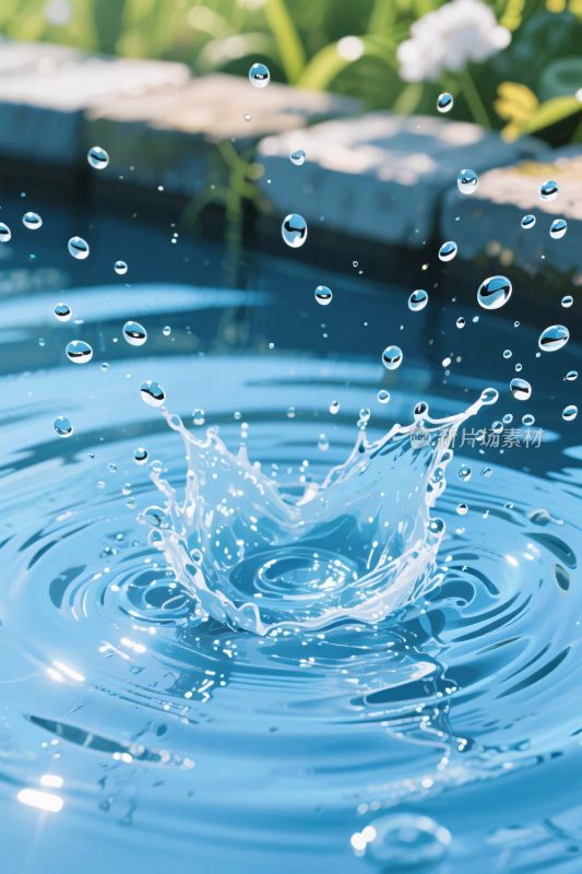 水滴落入水中溅起水花