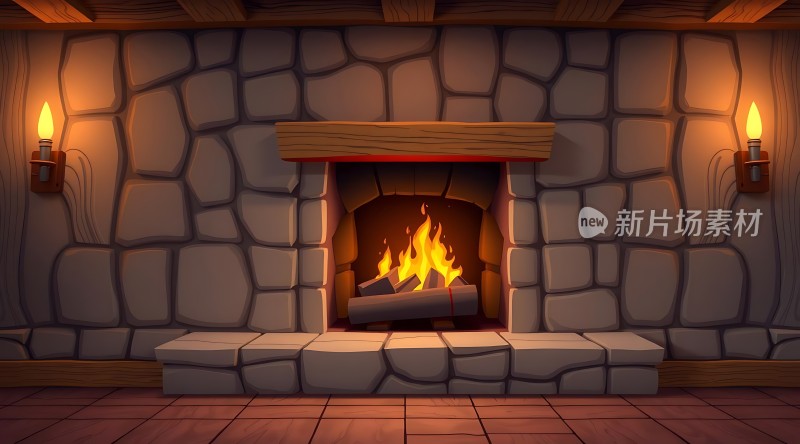 温馨壁炉温暖夜晚