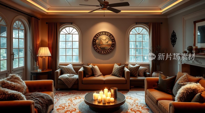 温馨客厅舒适沙发精美地毯优雅装饰