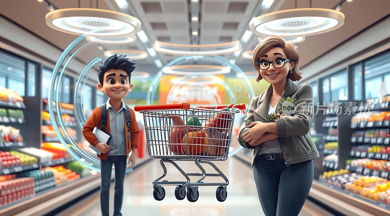 新片场素材 超市购物场景