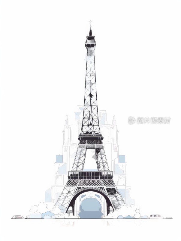 巴黎埃菲尔铁塔插画