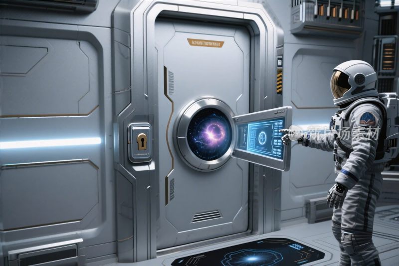 科幻太空舱门与宇航员