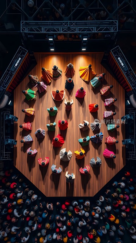 舞台上的多彩舞者与观众