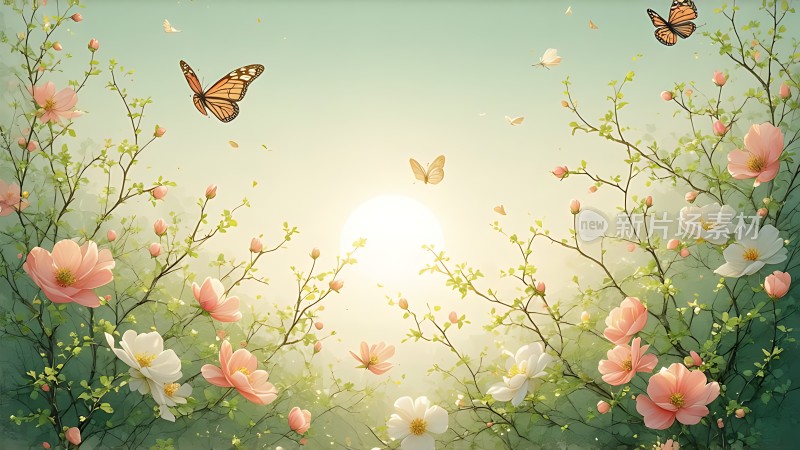 春日花海蝶舞翩翩