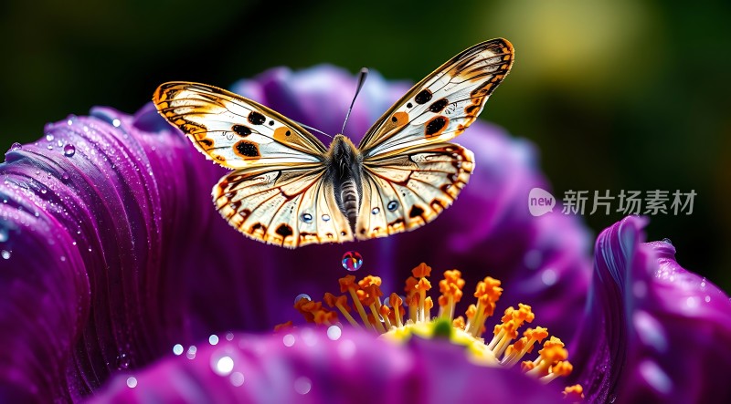 蝴蝶翩翩起舞于紫色花间