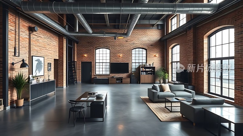 工业风大宅砖墙与家具的现代融合