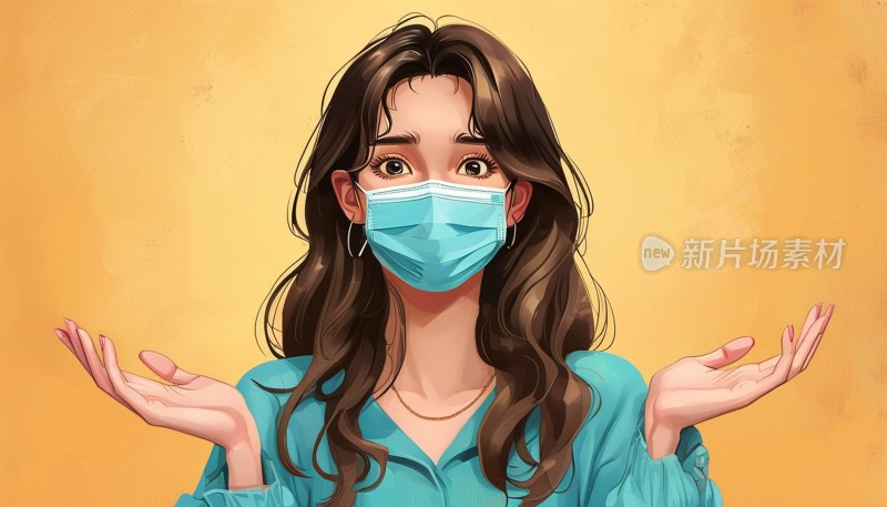 女生戴口罩无奈