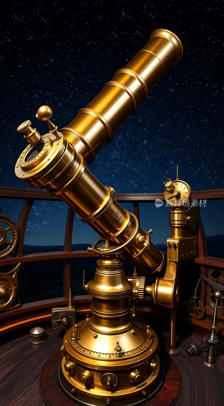 夜空下的古老望远镜探索宇宙奥秘