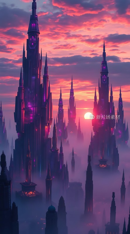紫光之城日落奇景