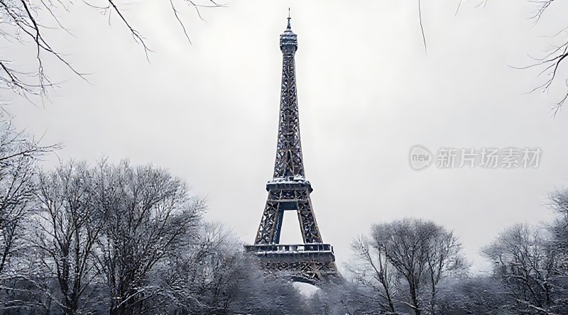 巴黎铁塔雪景
