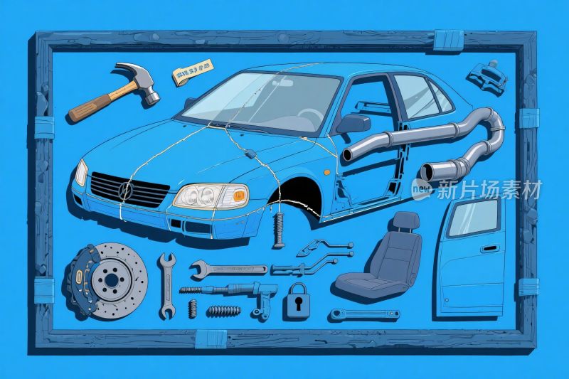 汽车维修部件插画