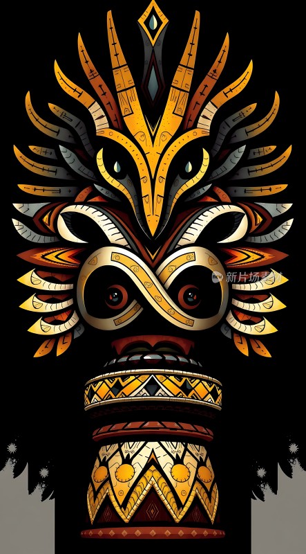 神秘面具金色的眼睛与复杂的图案