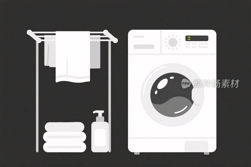 家电洗衣场景插画